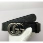 Replica GG Gucci Black Leather Silver buckle belt ASS02389