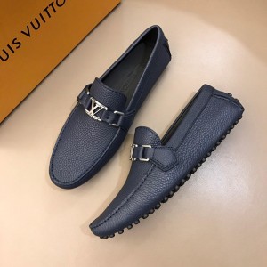 Louis Vuitton Arizona Moccasin Deep Blue Loafers With Silver Buckle MS02792