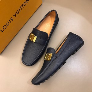 Louis Vuitton Arizona Moccasin Deep Blue Loafers With Golden Buckle MS02795