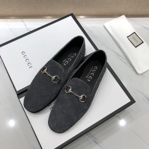 Gucci Gray Perfect Quality Loafers With Silver Buckle MS07556