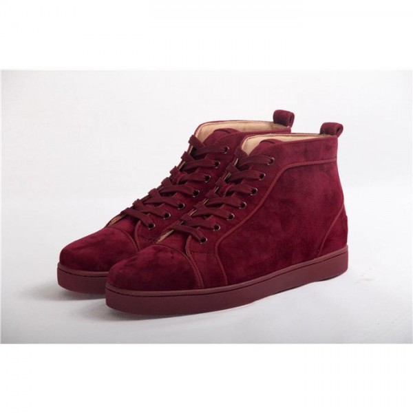 High Quality Christian Louboutin Louis Orlato Merlot Suede Sneakers