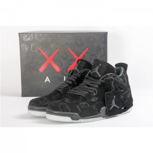 High Quality Kaws X Air Jordan 4 Black Suede Mens Sneakers 87B367330EF9