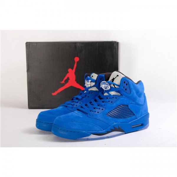 High Quality Air Jordan 5 Blue Suede Men Sneakers 89719BC37032