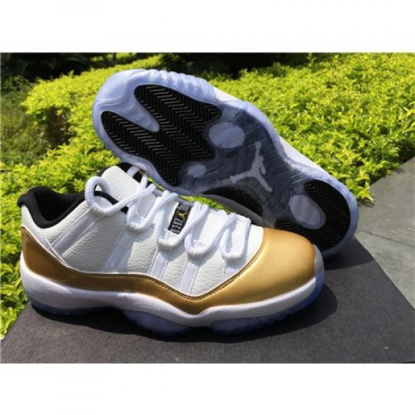 High Quality Updated Air Jordan 11 Low White/Gold Sneakers 4D084D72EA8A