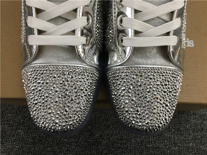 Limited Version Christian Louboutin Louis Silver Strass Men's Flat Sneakers
